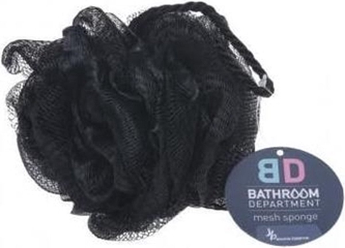 Badspons mesh met koord zwart