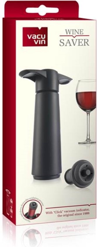 Vacu Vin Wine Saver Zwart | Vacuüm Wijnpomp | 2 Vacuum Wine Stoppers