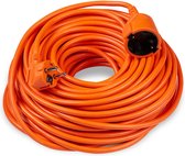 Verlengsnoer - Geschikt voor buiten - 30 meter - H05VV-F3G1,5 geaard - Oranje