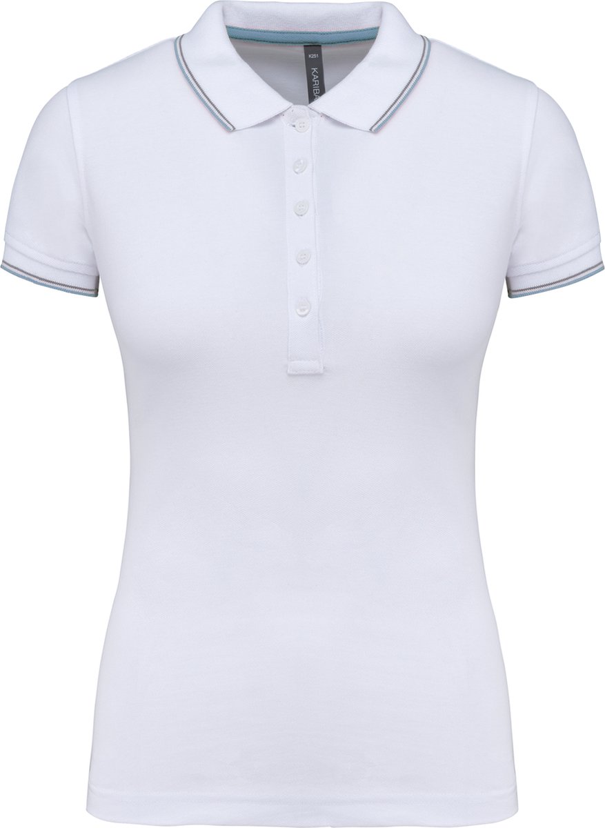 Kariban Damespolo korte mouwen K251 - White / Sky Blue / Light Grey - L