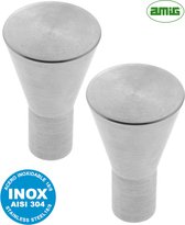 AMIG Meubelknop Kastknop – 2 stuks – rond Ø 25 / 12mm – 40mm hoog – massief RVS AISI 304