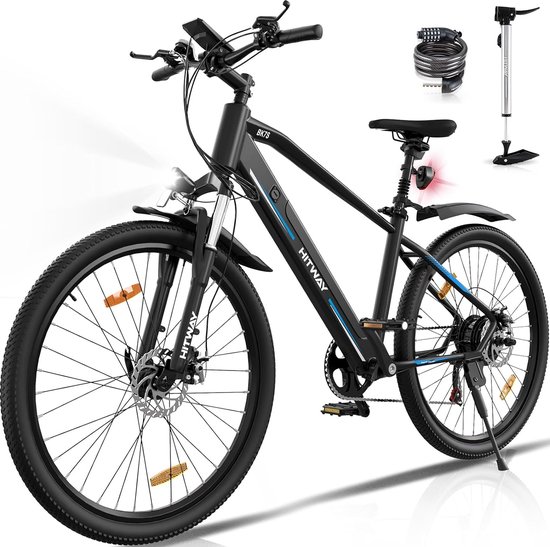 Hitway Elektrische Fiets BK7S | Electric Mountain Bike | Off-Road E-bike | 250W Motor | 12 Ah | Zwart