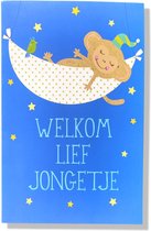 Welkom Lief Jongetje! - Luxe Geboortekaartje Jongen - 12x17cm - Gevouwen wenskaart met envelop