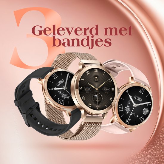 Golden Sound - Smartwatch Pro Women - 3 bracelets supplémentaires - Convient pour IOS, Android et HarmonyOS - Oxymètre - 40 mm