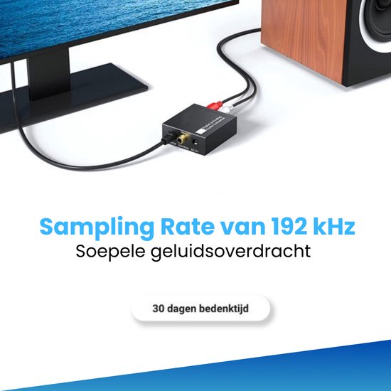 Clerby - Digitaal naar Analoog Converter - 192kHz Audio Adapter - DAC - Coaxiaal naar Analoog - Audioconverter - AUX 3.5mm - Inclusief Optische Kabel en Voedingsadapter — afbeelding 2