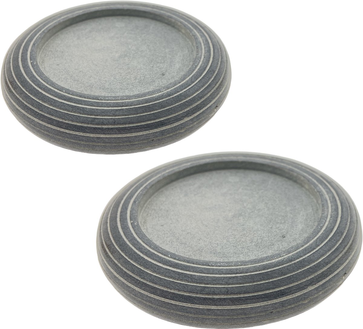 PTMD Kaarsenhouder Voor Stompkaars - Speksteen - Ø 12 x 2.5 cm - 2 Stuks Grijs