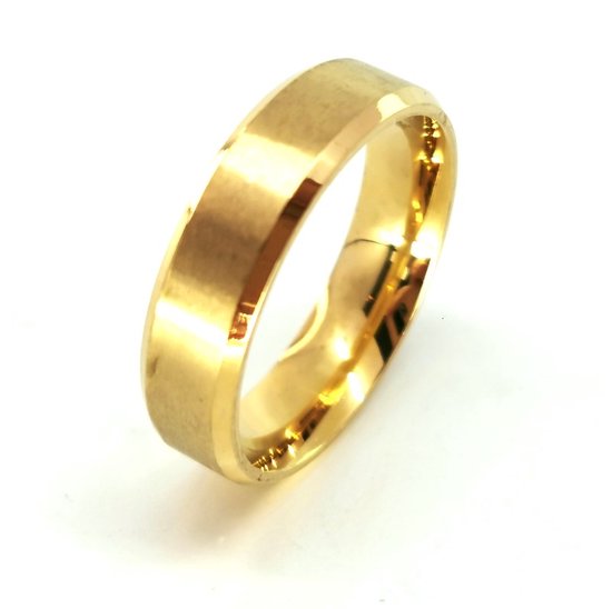 RVS - goudkleurig - ring - maat 23 - Prachtig chique ring voor dames en heren.