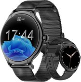 Kiraal Graceful - Smartwatch dames - Smartwatch Heren - Stappenteller - Full Screen - Fitness Tracker - Activity Tracker - Smartwatch Android & IOS - Zwart