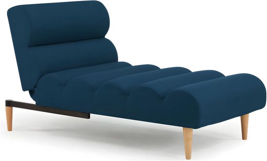 Chaise longue eenzits slaapbank CIVAL van stof - blauw L 155 cm x H 85 cm x D 80 cm