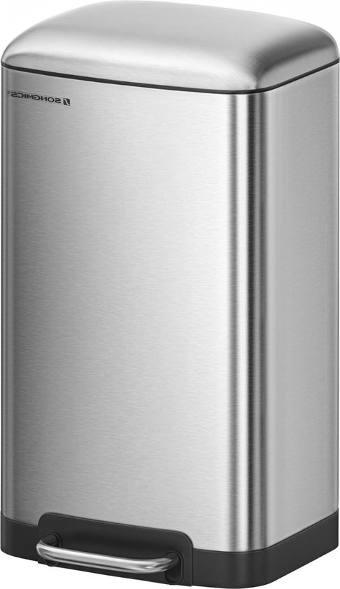 Songmics rvs pedaalemmer 30 liter - zilver - staal - Afvalbak kopen