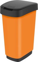 Twist Afvalbak 50l met deksel - Oranje - Afvalbak voor Keuken - 50 Liter - 40.1 x 29.8 x 60.2 cm