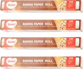 4x Bakpapier rollen - 8m x 38cm - Beschermt bakplaat en oven tegen vet - Hittebestendig tot 220°C
