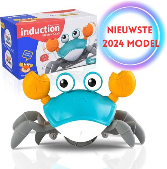 Lopende Krab - Walking Crab - Bewegend Speelgoed - Baby - Peuter - Toy - Motoriek Speelgoed - Fijne Motoriek - Hondenspeelgoed - Hondenspeeltjes - Montessori Speelgoed - Crawling Crab - Bekend van TikTok - Tummy Time - Met lichtjes en muziek