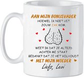 Subli-Print Classic Mug 330 Ml - Mug personnalisé Cadeau - À mon papa bonus Bien que je ne vienne pas de ta poche, je sais que tu me soutiens toujours. Merci d'avoir supporté ma maman - Mug avec texte - Wit/tan/noir/rouge