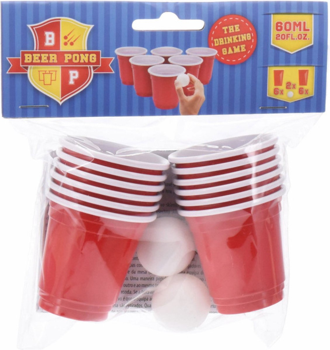 Mini Bierpongspel - 14 delig - 12 cups - 2 pingpongballen
