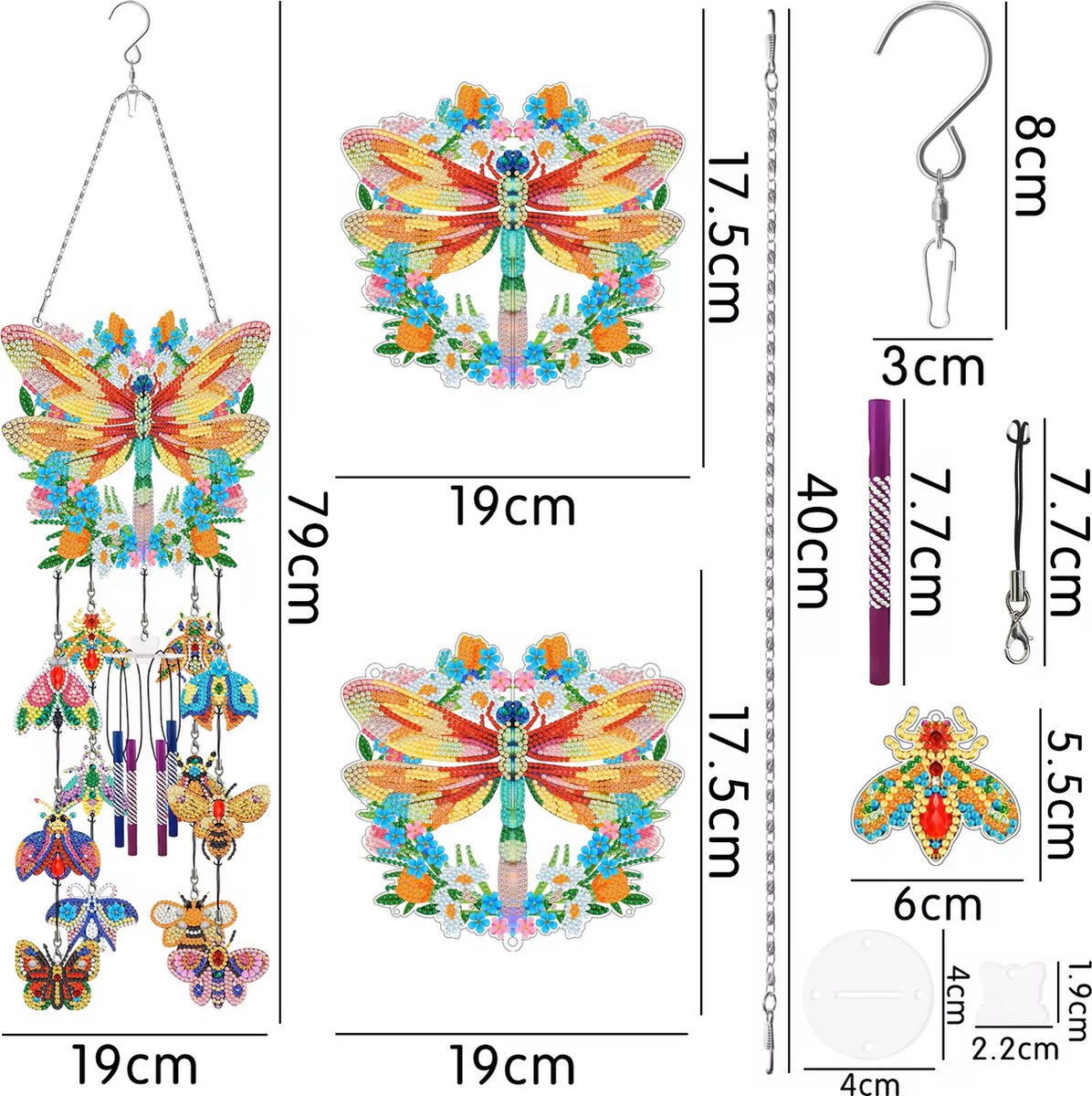 Katutude Diamond Painting Hangers, 5D DIY Diamond Painting Krans Diamond Painting Ornamenten Set Strass Deurkrans met Hangende Ketting Kerstslinger Hanger Decoratie voor Wandbehang Decoratie