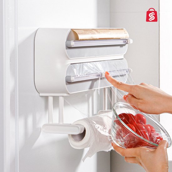 Porte-rouleau 3 en 1 Grijs | Porte-rouleau | Porte-feuille | Porte-rouleau| Porte-rouleau suspendu | Porte-rouleau | Porte-papier d'aluminium ménager | Porte-rouleau de cuisine | TheStudentShop | cadeau de Noël