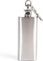 Doodadeals® - Heupflesje - 60 ml - Zakflacon - Drinkflesje - Schroefdop en Sleutelhanger - RVS Heupfles