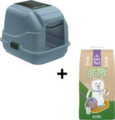 Imac - Easy Cat 2nd Life Kattenbak Blauw (50x40x40 CM) + Easypets Houtkorrels (10 LTR) - Combideal