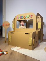 Kartonnen Schoolbus - Speelhuis - Kartonnen speelgoed - 100% recyclebaar - 78x116x90 cm - Helemaal te versieren met verf - Cadeau van Duurzaam Karton - KarTent