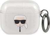 Karl Lagerfeld, Hoge kwaliteit TPU hoesje voor Airpods 3 Glitter Chic, Wit