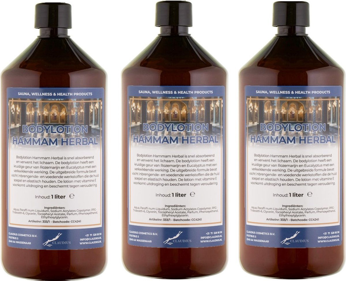 Bodylotion Hammam Herbal 1 Liter - set van 3 stuks