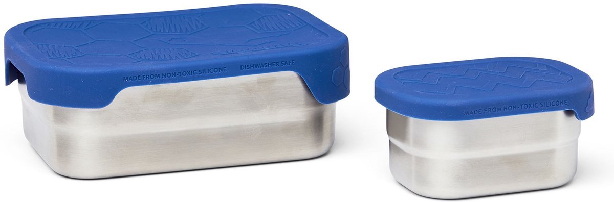 ergobag Lunchdoos Edelstahl-Brotdose Torwart Zilverkleurig Blauw