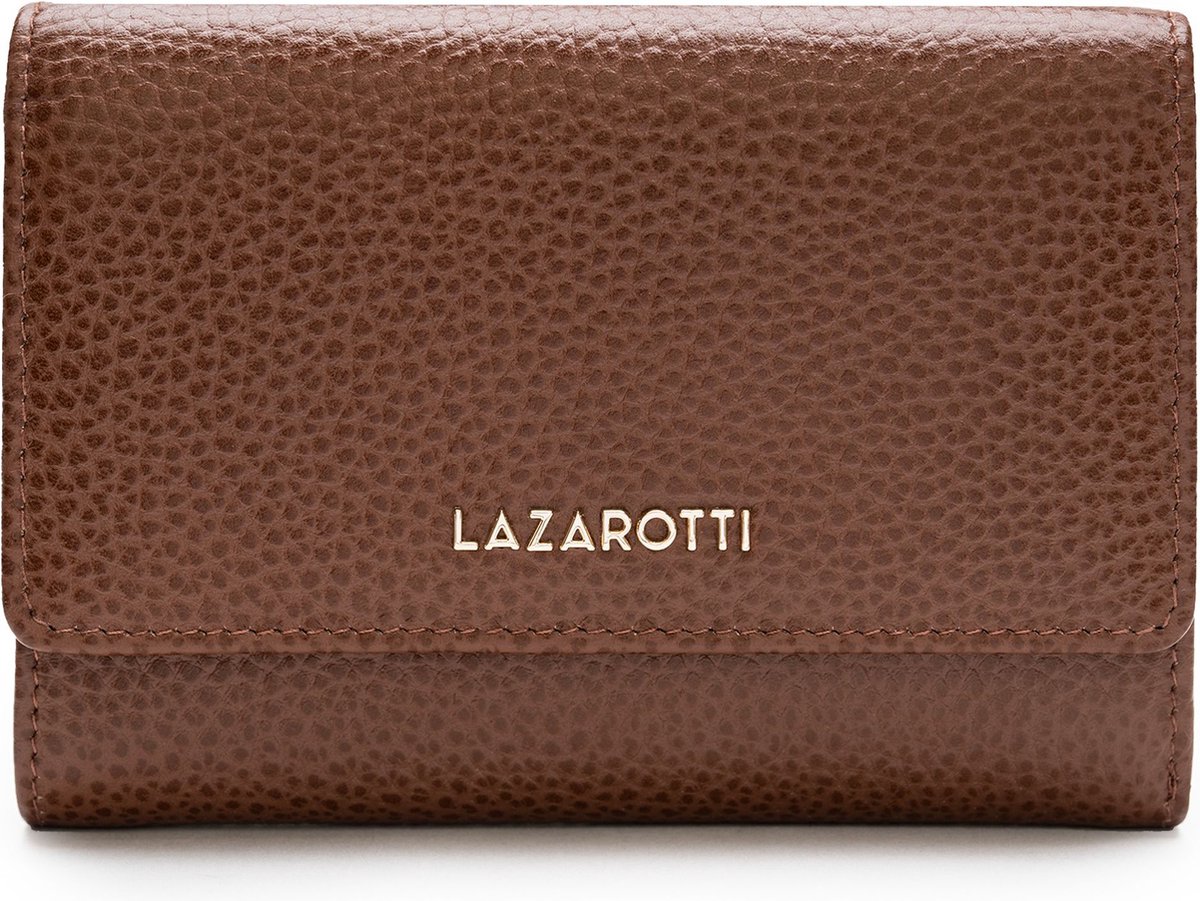 Lazarotti Leren portemonnee Bologna Leather Zip Wallet With 15 Card Slots Brown bruine