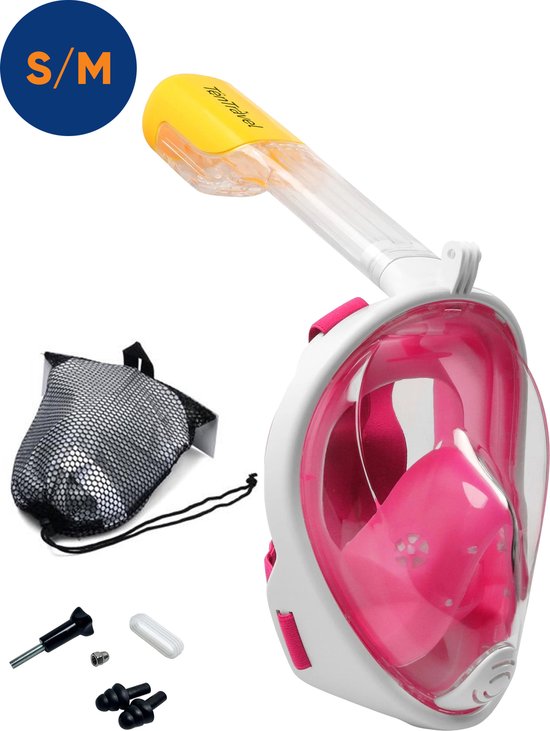 Foto: Tentravel roze snorkelset s m voor kinderen en volwassenen snorkelmasker met camerabevestiging anti condens duikbril duikmasker snorkel