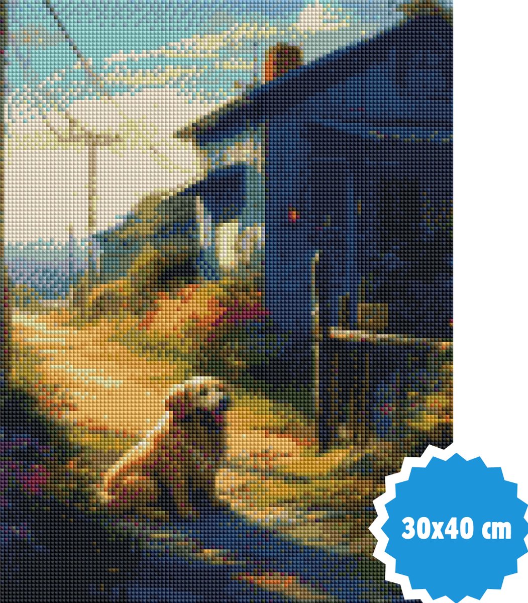 F4B Diamond Painting Hond op Boerderij - 30x40 cm - Vierkante steentjes - Dieren — afbeelding 2