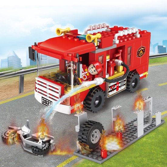 Cogo 3022 City - Voiture des Pompiers - 184 pièces - Compatible Lego City - Jeu de construction