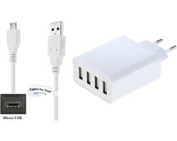 OneOne 4.8A lader met 4 poorten + 1,0m extra sterke Micro USB kabel. Oplader adapter past op Anker ( Soundcore ) SoundBuds Flow, Tag, Sport IE 20, Sport NB10, SoundCore Sport, Sport XL, Vortex, Zolo Liberty Plus
