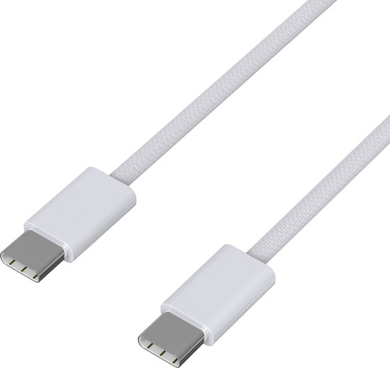 Câble Charge Rapide USB-C Vers USB-C Tressé 1m Blanc - Compatible IPhone 15/15 Plus - Neuf