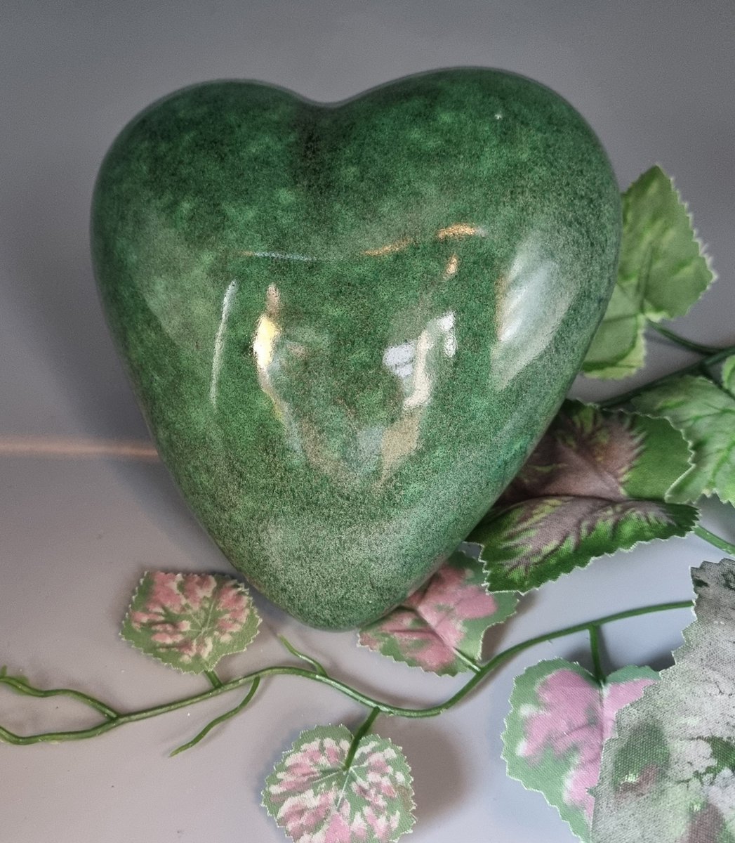 Urn - Keramiek - Hart - Groen-Marmer - 800ml - 1 as-kamer - Hand-made