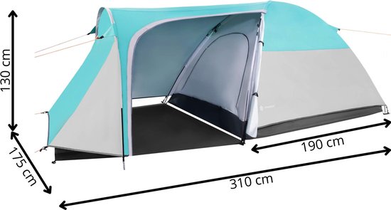 Springos Koepeltent - Kampeertent - Tent - Waterdicht - 3 Persoons - Grijs / Zwart / Zee - 310 x 175 x 130 cm van Springos — afbeelding 3
