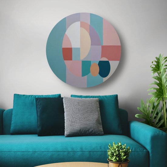 Cercles muraux - Formes murales - Échelles murales Carrés - Tableaux classiques - Peinture - Décoration murale salon mur cercle forex 90x90 cm