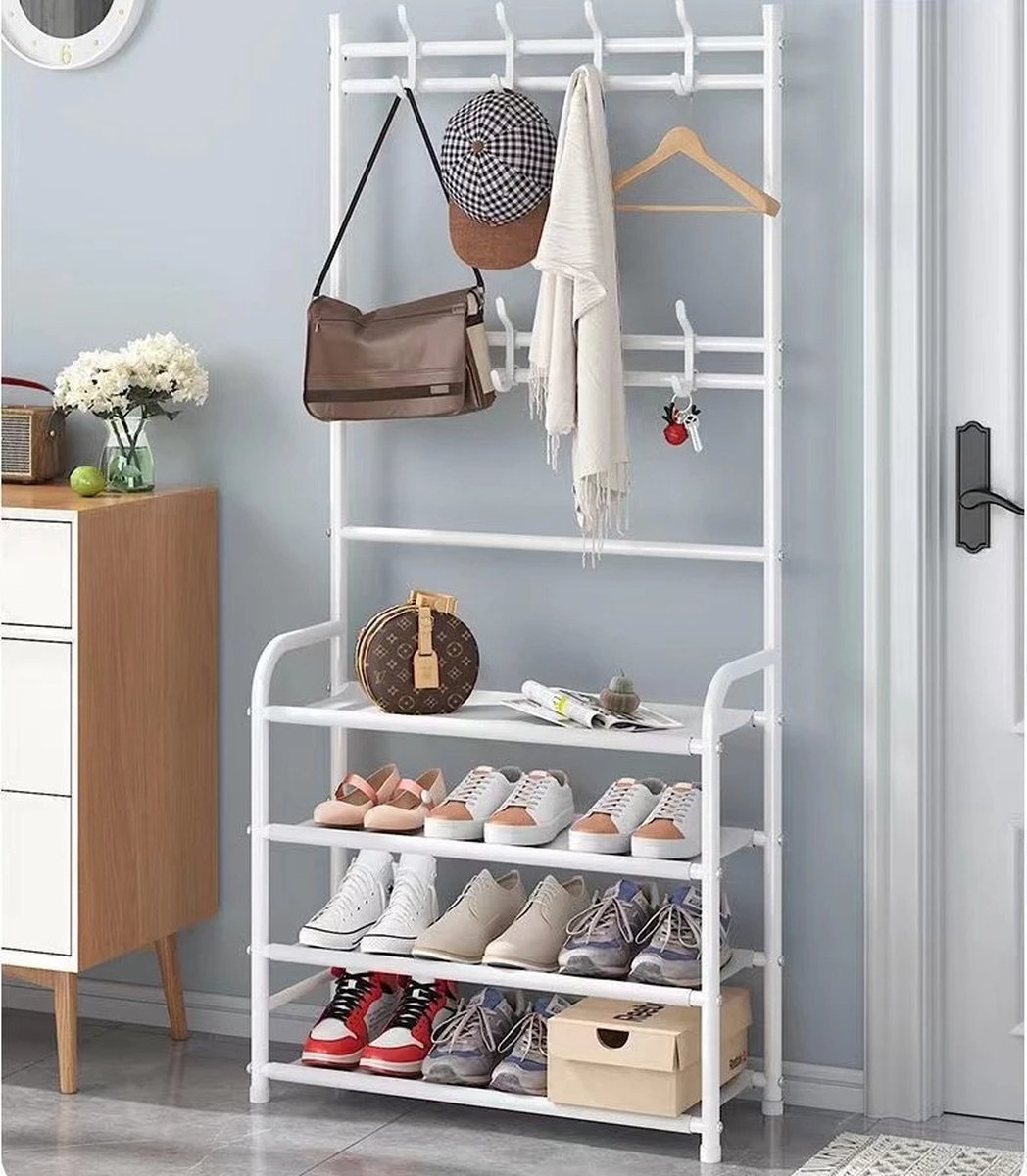 T&L Store® Schoenenrek - Schoenenkast - Schoenenrek Wit - 60x26x152 cm - 4 Laags - Wit