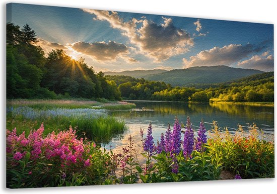 Décoration murale paysage - Tableaux nature - Peinture sur toile Fleurs - Décoration murale moderne - Peinture sur toile - Toile d'art mural 120x80 cm