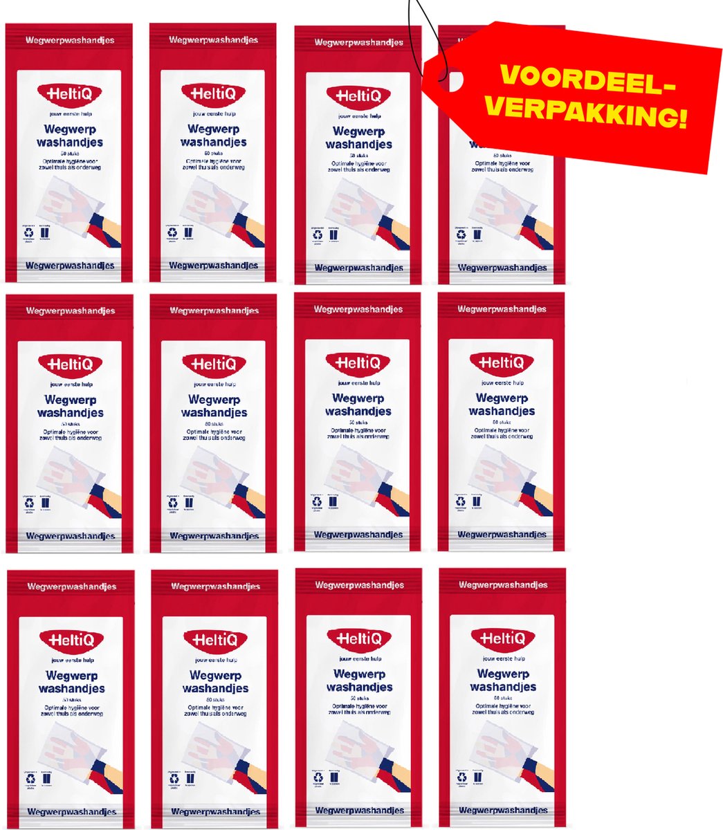 12x HeltiQ Wegwerp Washandjes - 50 stuks - Voordeelverpakking!