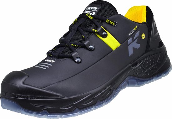 HKS Running Star RS 270 S3 chaussures de travail - chaussures de sécurité - chaussures de sécurité - homme - basses - embout en acier - antidérapantes - ESD - légères - Vegan - noir/jaune - taille 48