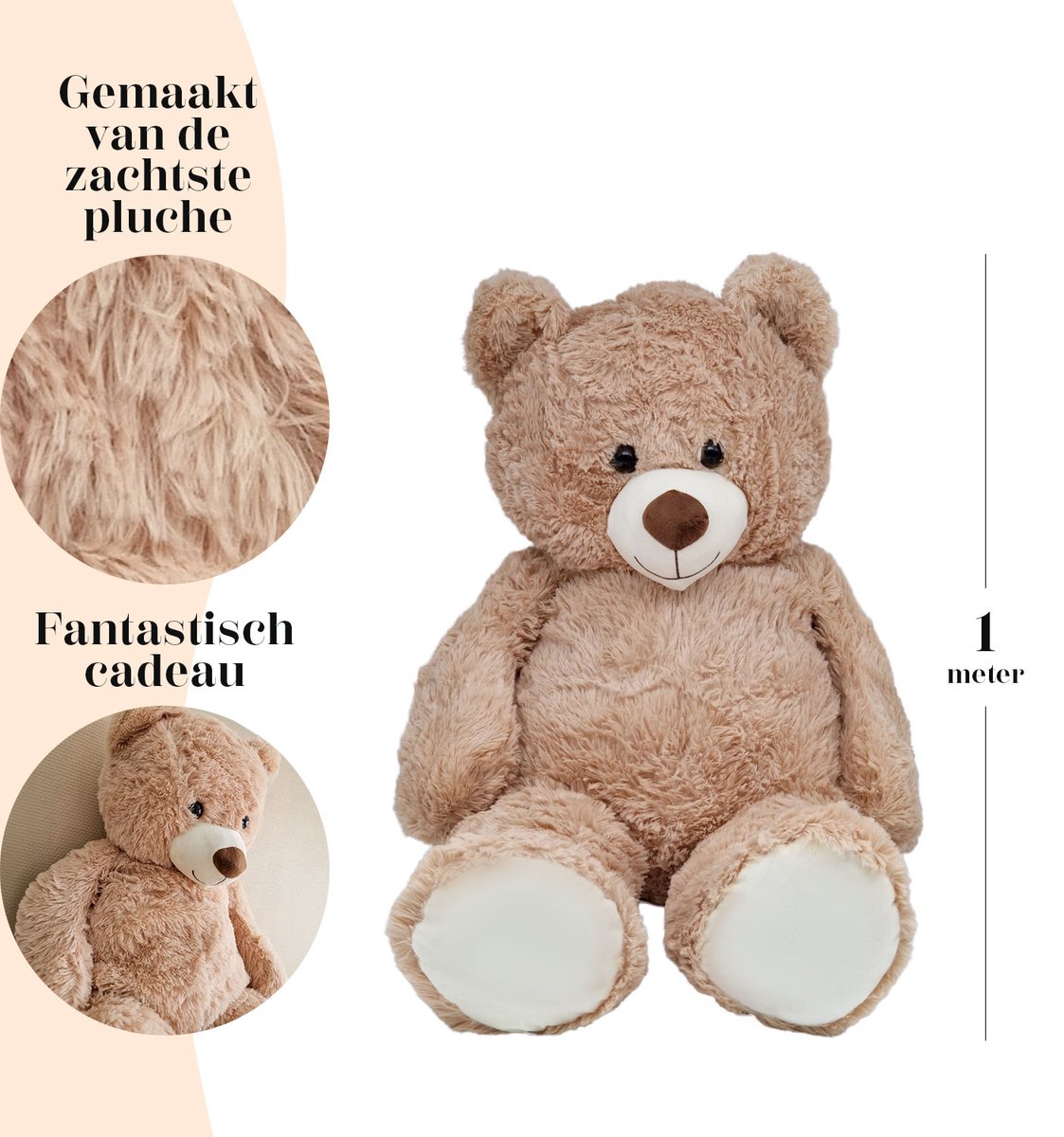 YellowPack XXL Knuffel Beer - Teddybeer 1 meter - Pluche knuffel van 100 cm — afbeelding 3