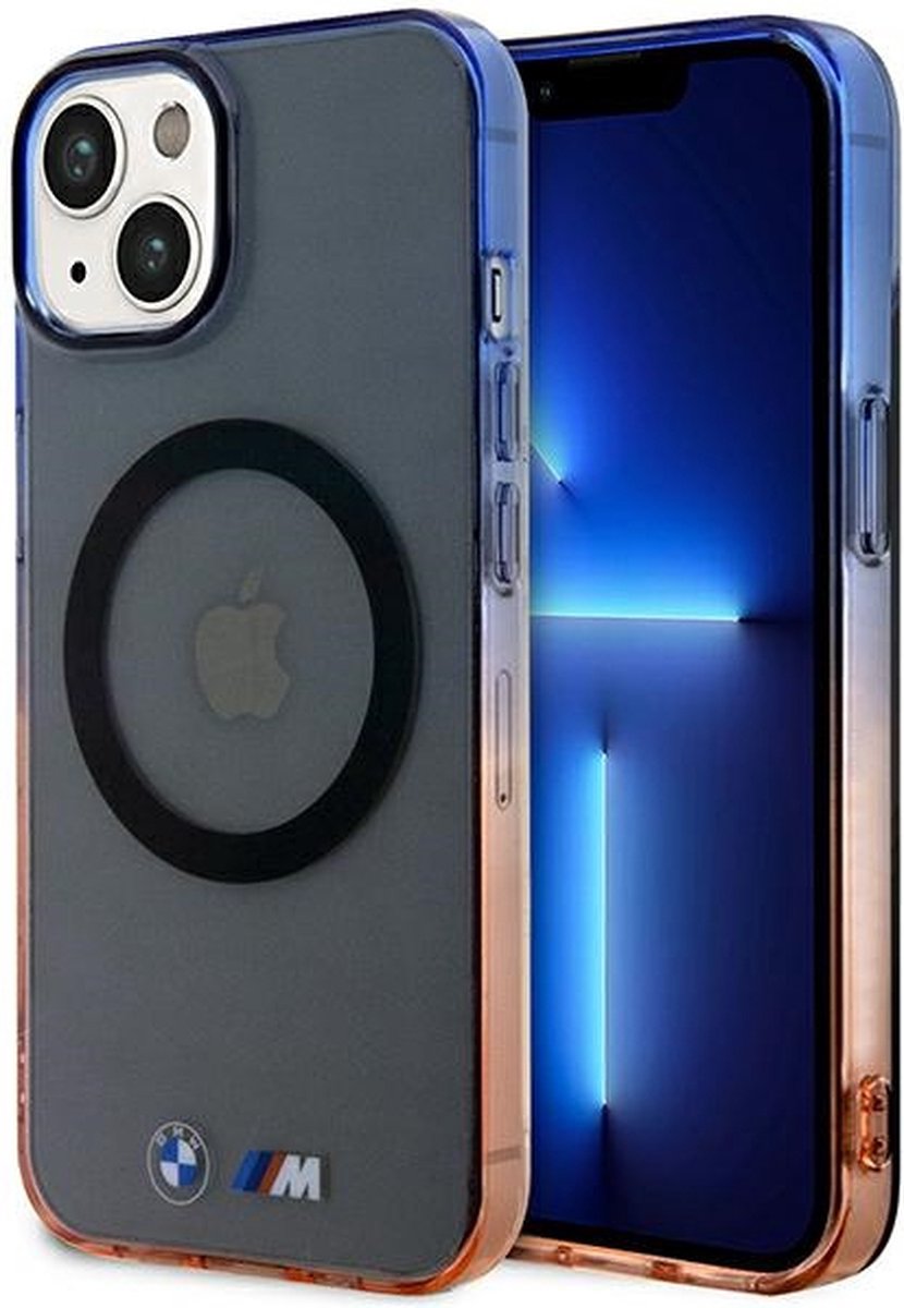 BMW Gradient Bumper Hard Case Back Cover met MagSafe voor Apple iPhone 14 - Grijs