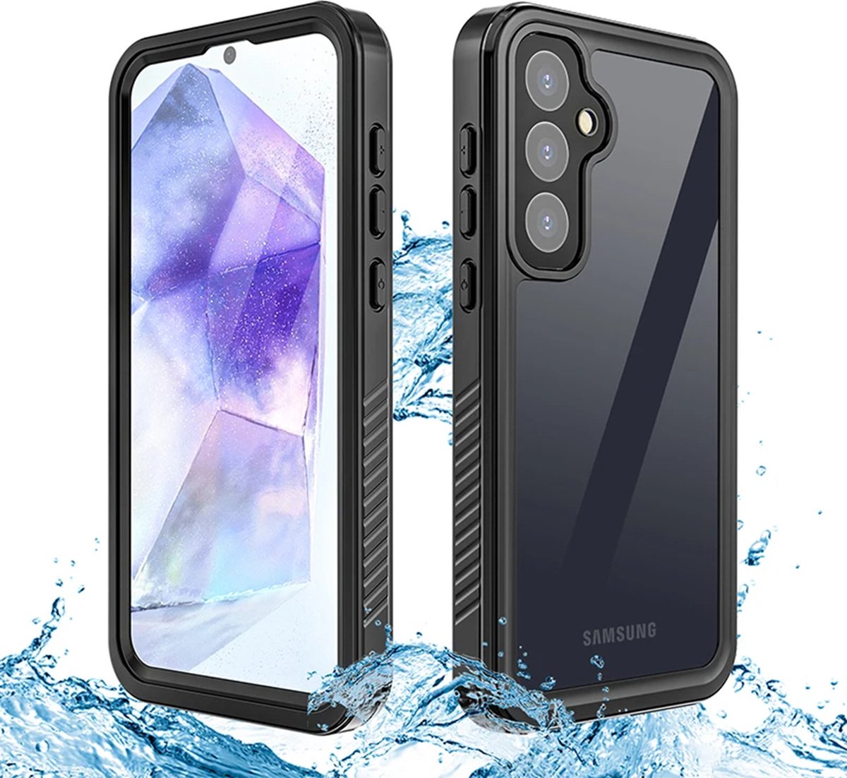 Hoesje geschikt voor Samsung Galaxy A55 - Shellbox Waterproof IP68 waterbestendige 360 Case - Zwart