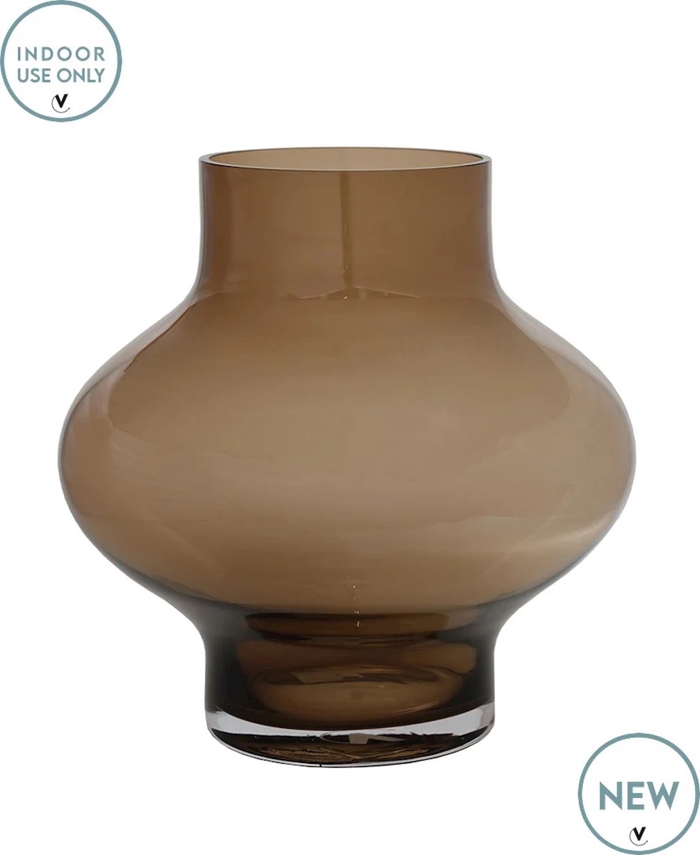 Vase The World Vaas Ruvuma | Medium | Taupe - Bruin | Mond geblazen glas | Ø28 x H28 cm