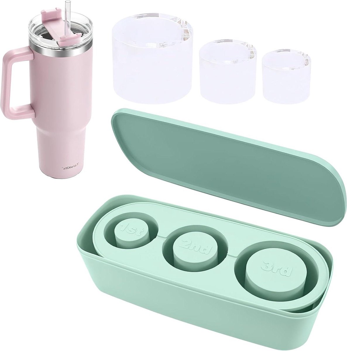 IJsblokvorm siliconen deksel groot ijsblokjes Stanley Ice Cube Tray bruin groen