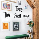 Enjoy This Sweet Moment - 4 stuks - Hoagard Metal Muurteksten, Metal Wall Quotes, Woonkamer - Keuken - Hal Muurdecoratie