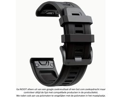 Zwart Siliconen horloge bandje 26mm Quickfit Compatibel geschikt voor Garmin Fenix 3 / 3 HR / 3 Sapphire / 5X / 6X, D2, Quatix 3, Tactix, Descent MK1, Foretrex 601 en 701 – 26 mm black smartwatch strap