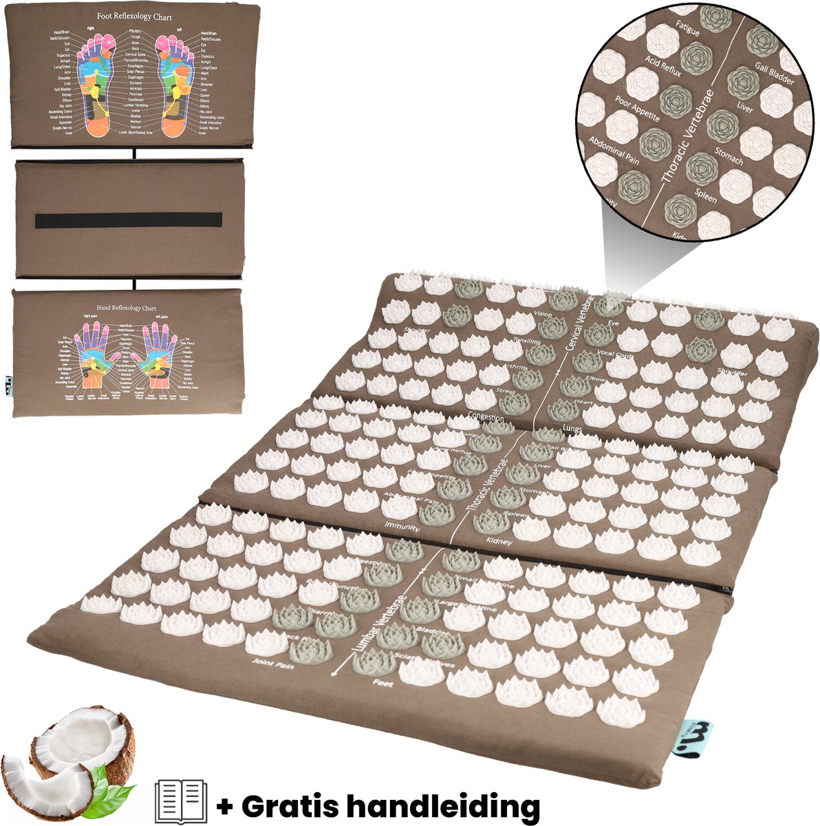Goedkoopste Miseru Spijkermat - Accupressuur Mat - 71x45 cm - 3-delig & Afritsbaar - Duurzaam Materiaal - Spijkerbed - Shakti Massage