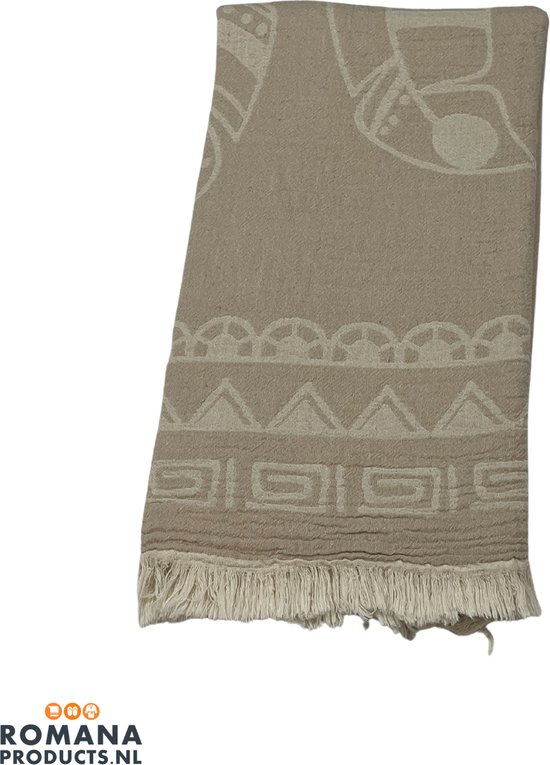Foto: Romana products bali hamamdoek baddoek strandlaken saunalaken 100cm x 180cm ochtendjas taupe