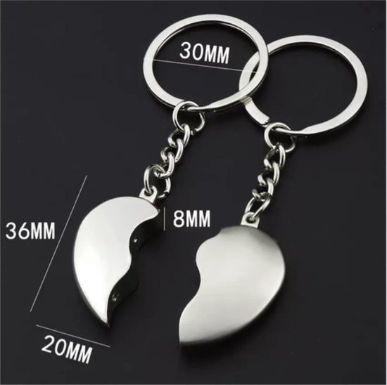 EPIN BV | Porte-clés en forme de coeur | Porte-clés de l'amitié | Saint-Valentin | Fête des mères | Couple | 2 parties | Argent